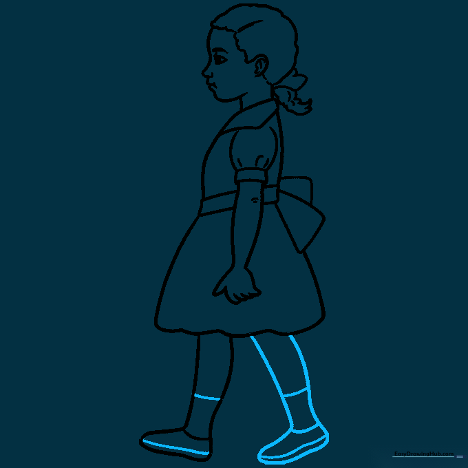 Adding socks and shoes to the drawing.