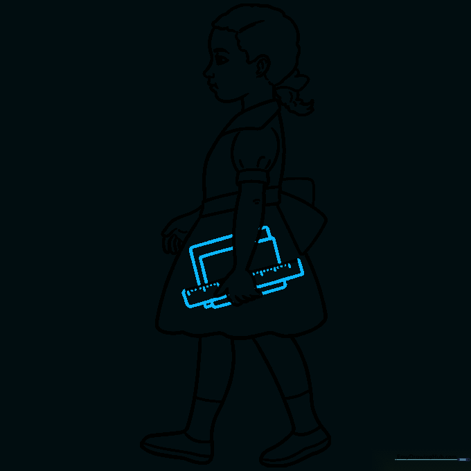 Finalizing the outline of the books and the full figure.