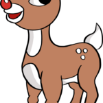 A vibrant, finished illustration of Rudolph the Red-Nosed Reindeer ready for the holidays.