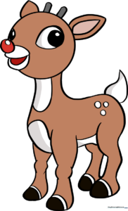 A vibrant, finished illustration of Rudolph the Red-Nosed Reindeer ready for the holidays.