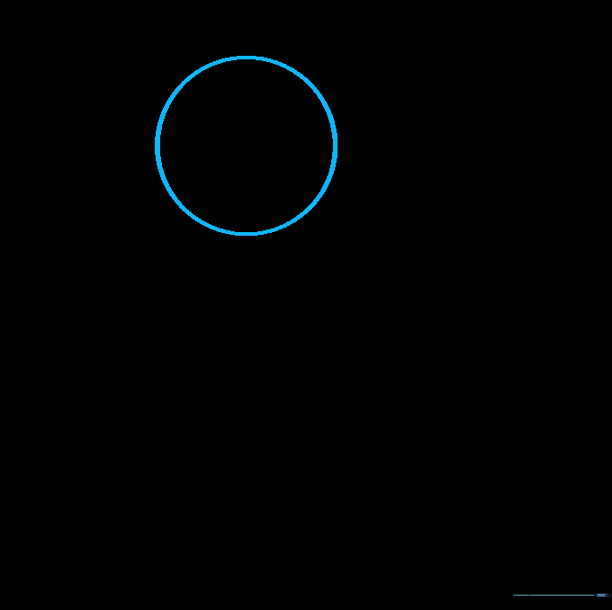 A simple light pencil circle representing the initial sketch of a reindeer head.