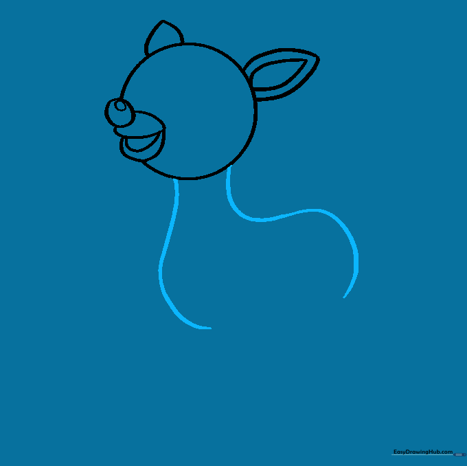 Curved lines extending from the head to form the neck of the reindeer.