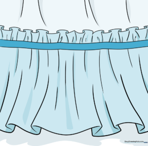 A colorful, finished drawing of fabric ruffles, showcasing depth and texture.