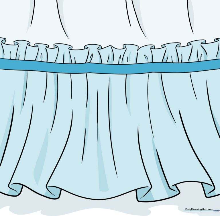 A colorful, finished drawing of fabric ruffles, showcasing depth and texture.