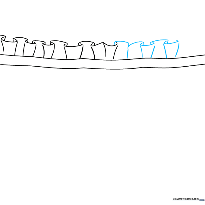 Drawing showing the expansion of the ruffle pattern with additional connecting curves.
