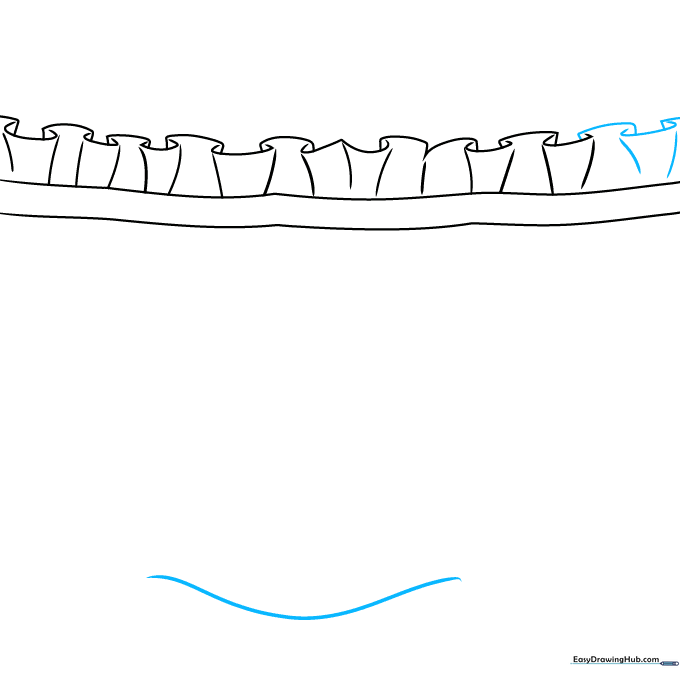 Drawing showing the addition of a base hem line to ground the ruffle design.