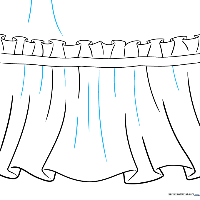 Drawing showing the addition of small ripple lines to indicate fabric texture.