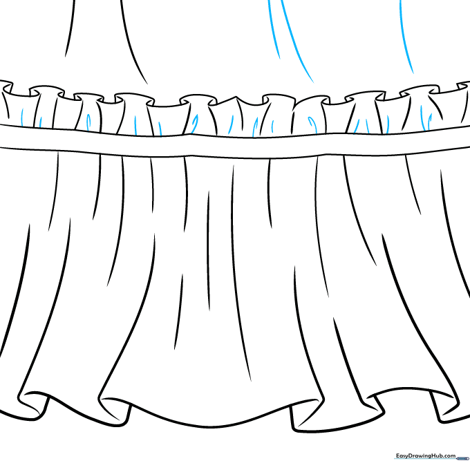 Drawing showing the completed outline with all ruffle details refined.