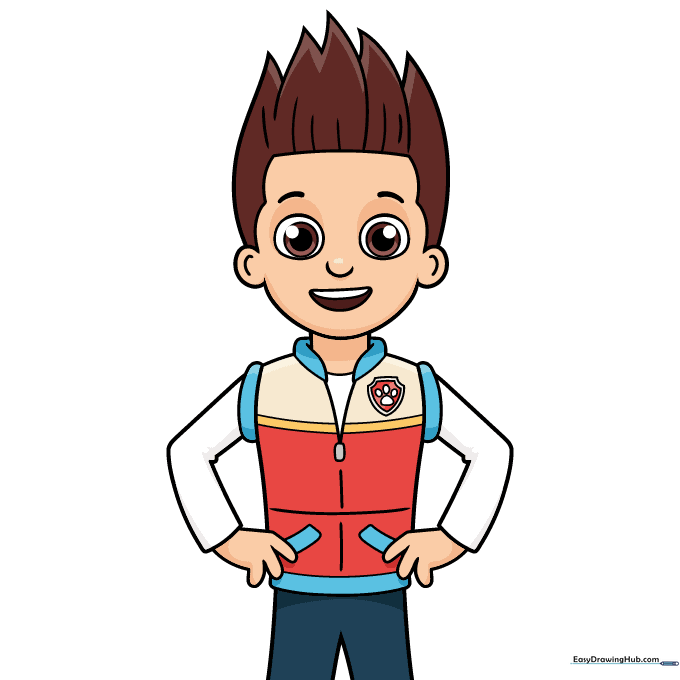 The final colored drawing of Ryder from PAW Patrol.