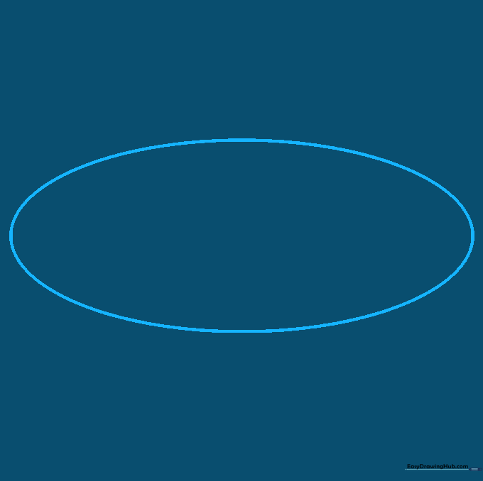 A simple horizontal oval drawn in pencil, serving as the foundation for a salad bowl.