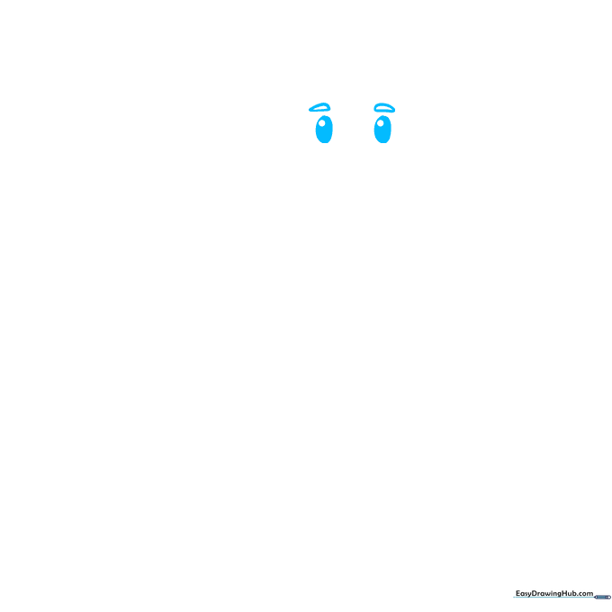 Close-up of Santa's eyes and bushy eyebrows drawn with simple pencil lines.