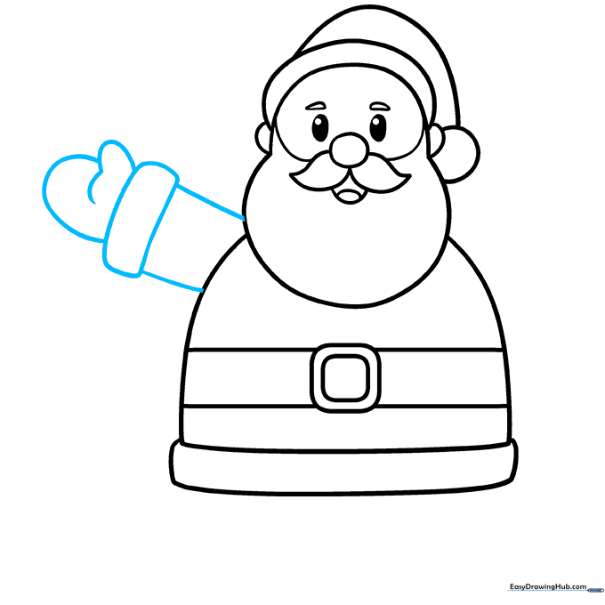 Adding an upraised arm and mitten to the Santa figure.