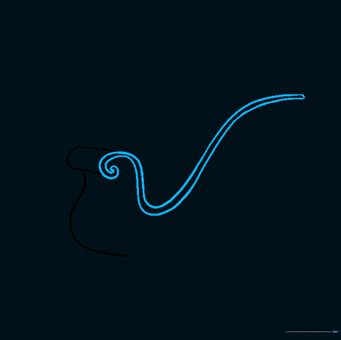 Drawing the side panel of the sleigh with parallel curved lines.