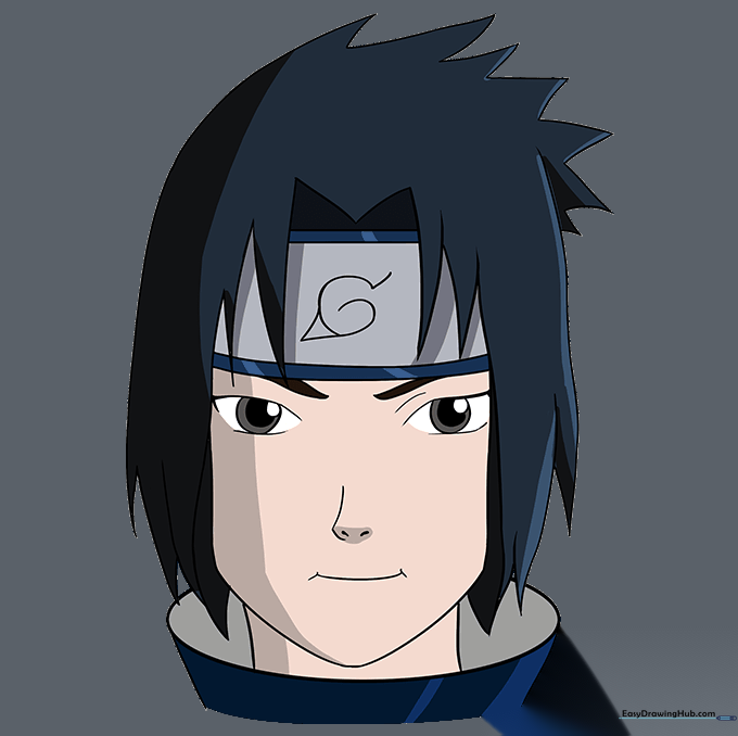 The final colored drawing of Sasuke Uchiha.