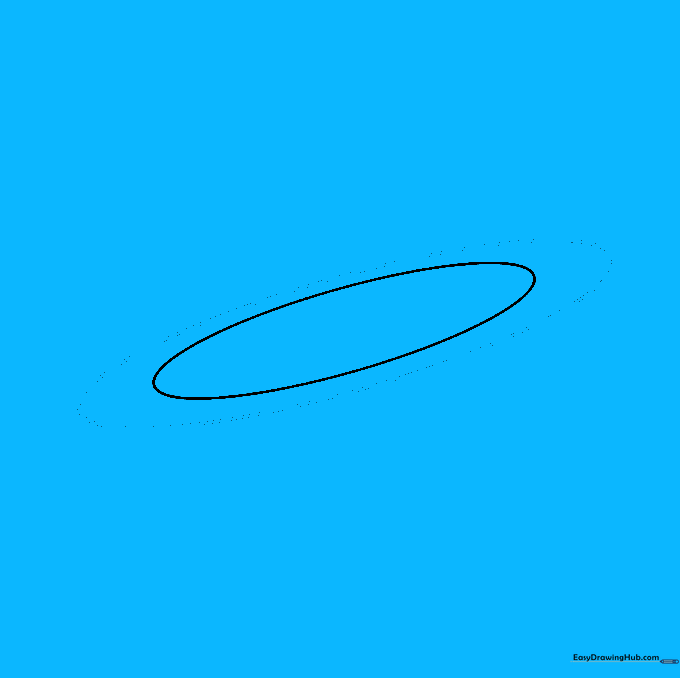 Two concentric diagonal ovals forming the inner and middle rings of the planet.