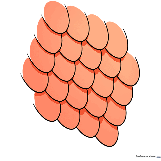 A finished, colored example of the scale texture, showing depth and shading.