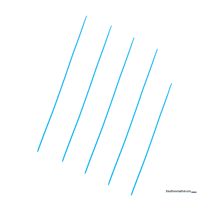 Pencil sketch showing parallel diagonal lines forming the base grid for drawing scales.
