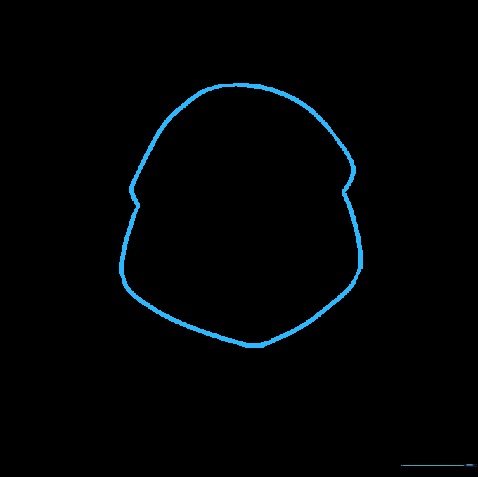 Drawing the outer contour of the clown's head with defined jaw and chin bulges.