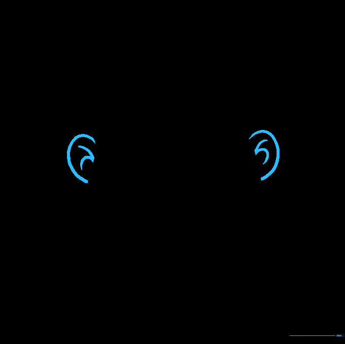 Drawing simple circular ears on the sides of the clown's head.