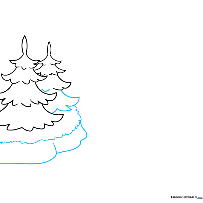Drawing the grassy riverbank using curved lines.