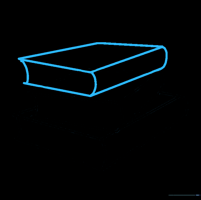 Adding a third book to the top of the stack.