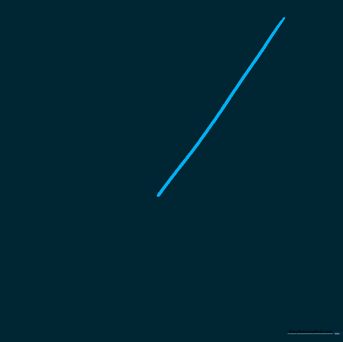 A single diagonal pencil line representing the cutting edge of a scissor blade.