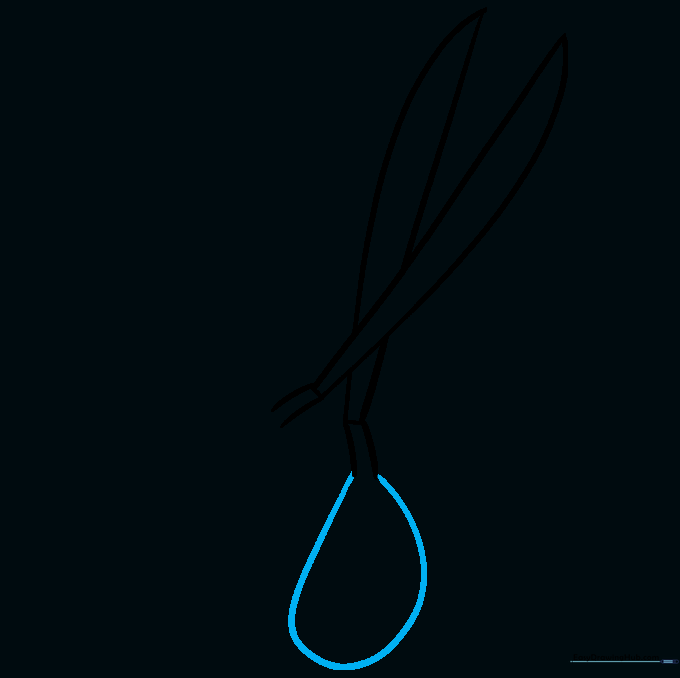 A teardrop-shaped loop drawn at the end of one handle.