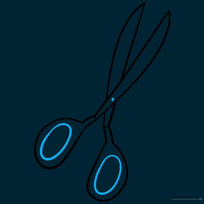 Small ovals inside the handles and a pivot screw circle added for detail.