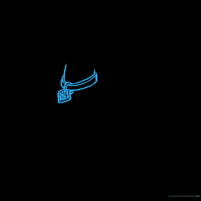 Drawing of Scooby-Doo's neck featuring his iconic collar and diamond-shaped name tag.