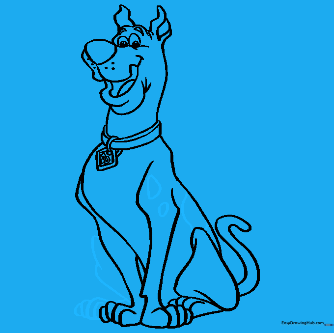 Finalizing the rear leg and adding signature spots to Scooby-Doo's back.