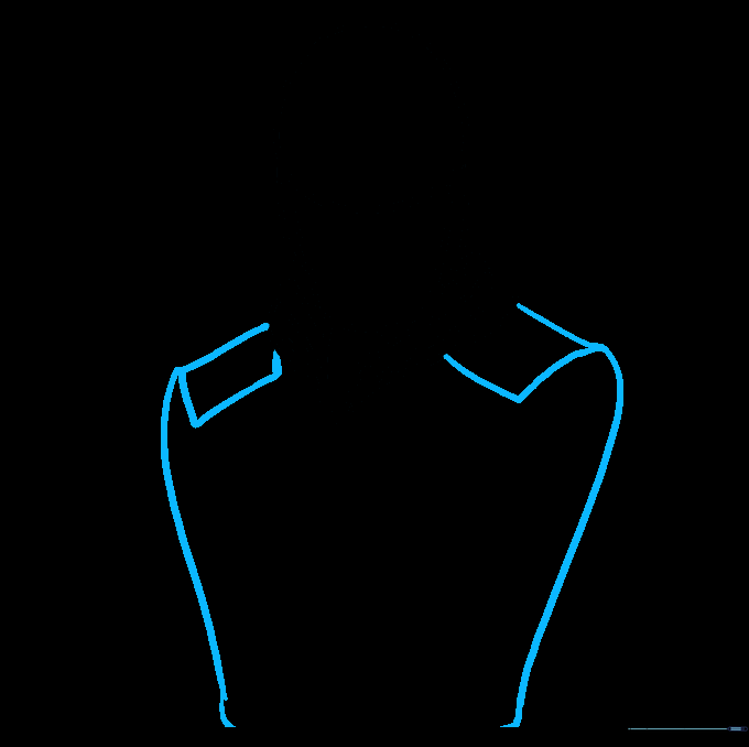 Outlining the shoulder structure and rectangular armor pads.