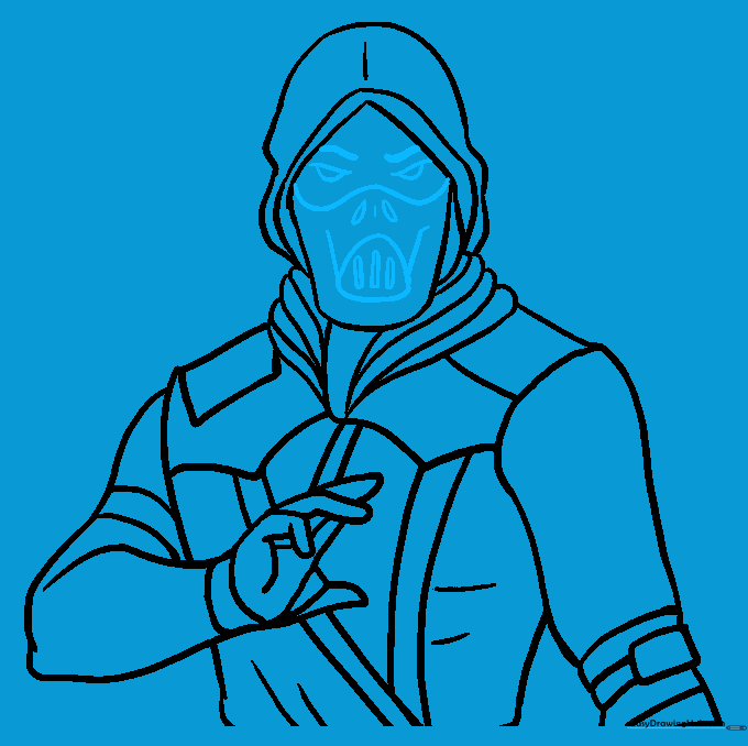 Adding facial features and the detailed mask structure.