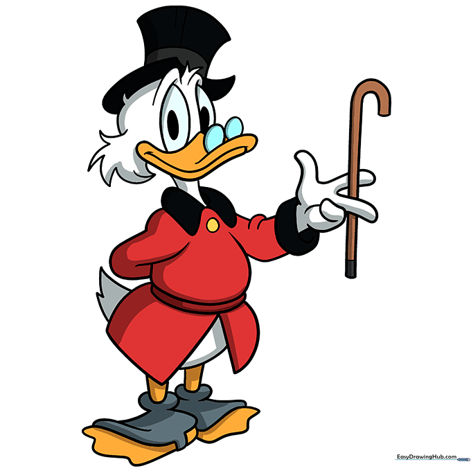 The completed, fully colored Scrooge McDuck character drawing.