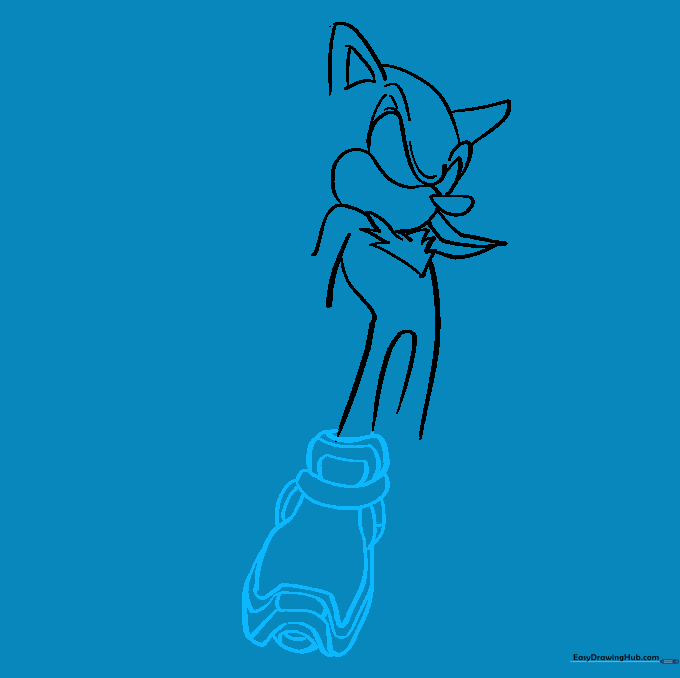 Detailed sketch of the first running shoe showing the tongue and sole layers.