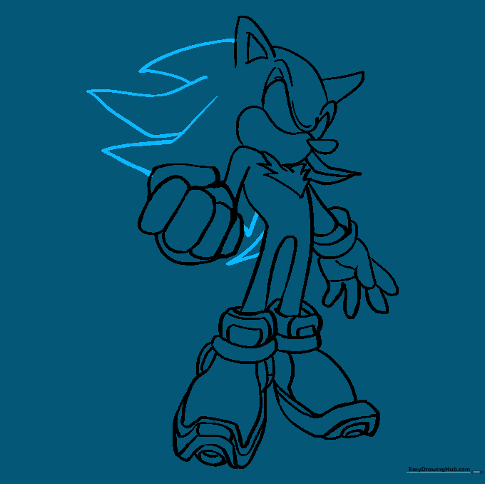 Adding the large, sweeping quills on the back of the head to define the character's silhouette.