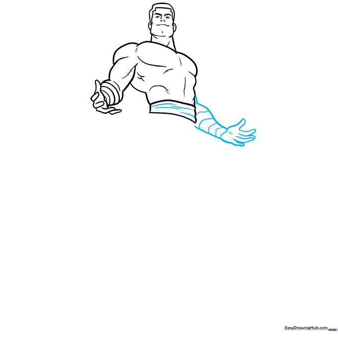 Adding the second arm and hand to the Shazam drawing.