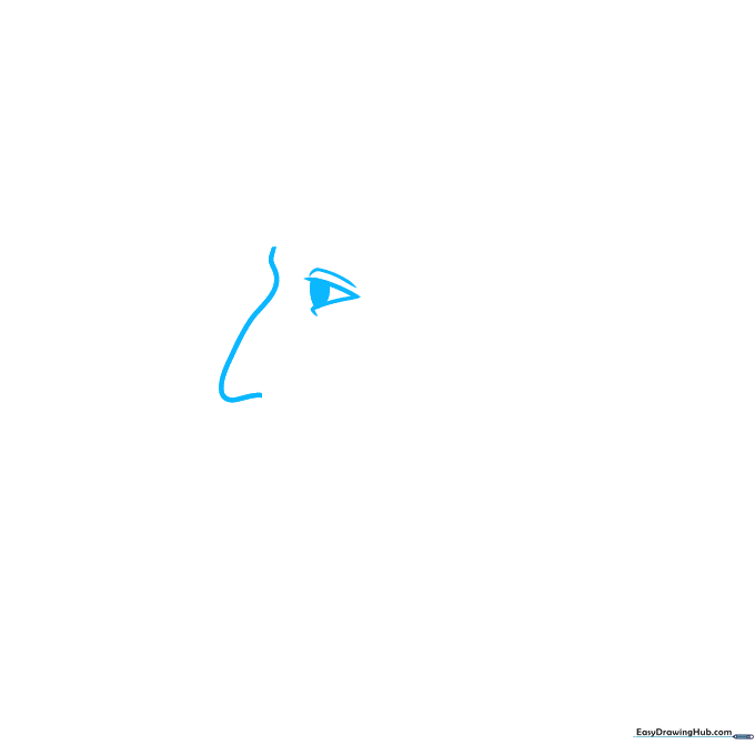 Pencil sketch showing the initial curved line for the bridge of Sherlock Holmes' nose in profile.