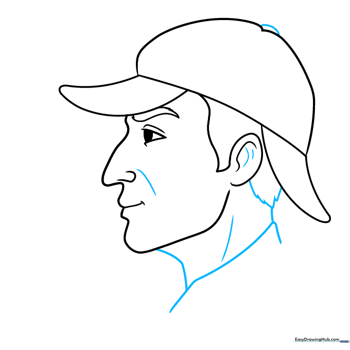 Adding hair details and the neck structure to the Sherlock Holmes character sketch.