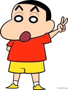 Colorful illustration of Shinnosuke Nohara from Crayon Shin-chan.