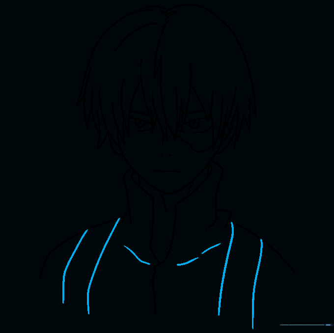 Cleaned up line art of Shoto Todoroki ready for coloring.