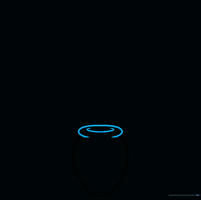 Drawing the rim of the vase using overlapping C-shaped curves.