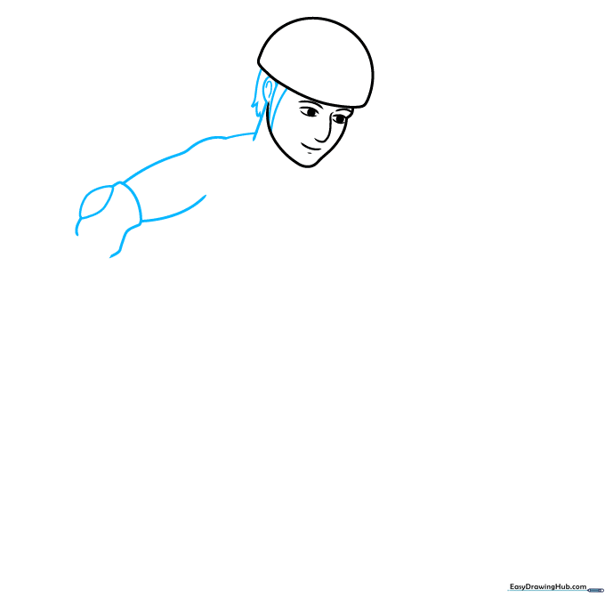 Drawing the neck and the first arm with a protective glove.