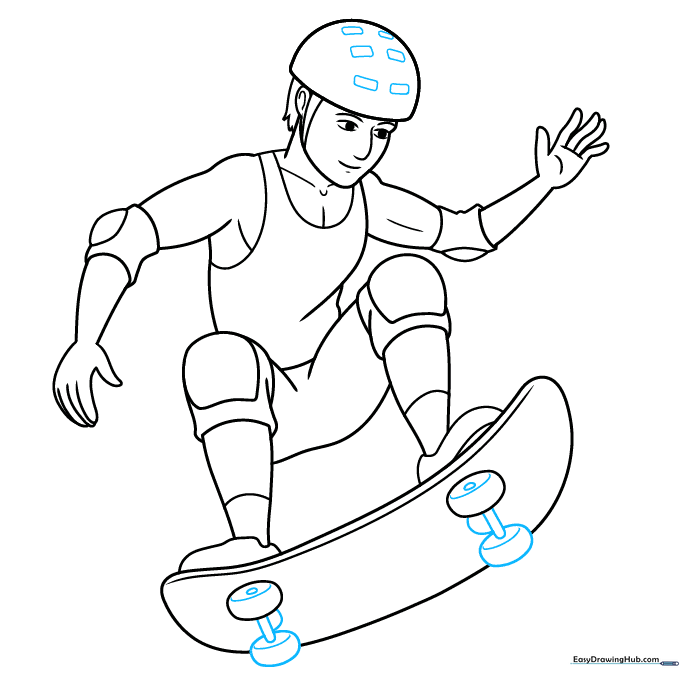 Adding final details to the skateboard wheels and the helmet.