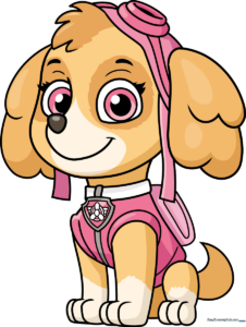 A vibrant, finished illustration of Skye from PAW Patrol, ready for coloring.