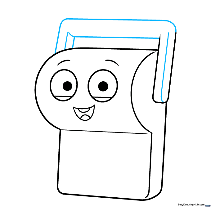 Drawing the handle on the side of the toy's body using L-shaped lines.