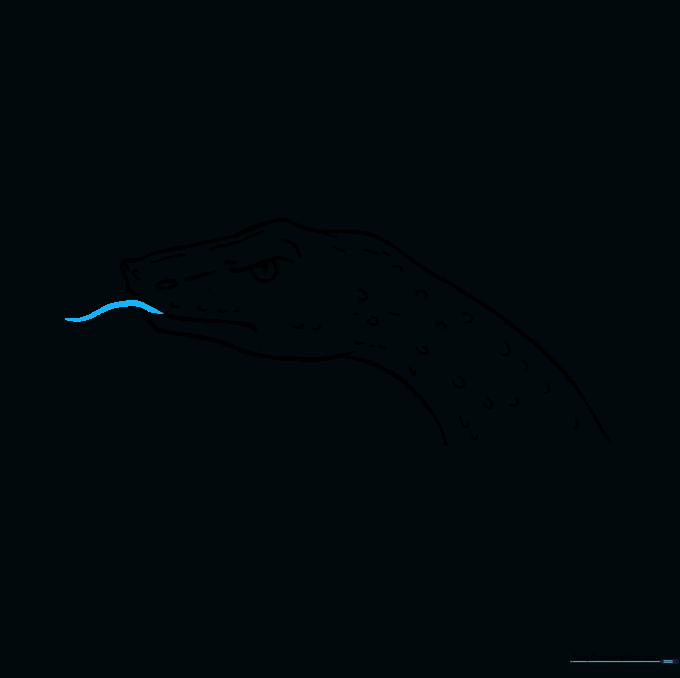 Drawing a long, curved tongue extending from the snake's mouth.