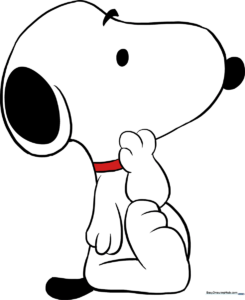 A finished, colorful illustration of Snoopy, the iconic beagle, ready for a drawing tutorial.