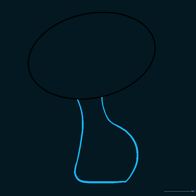 Adding a pear-shaped body outline extending from the head circle.