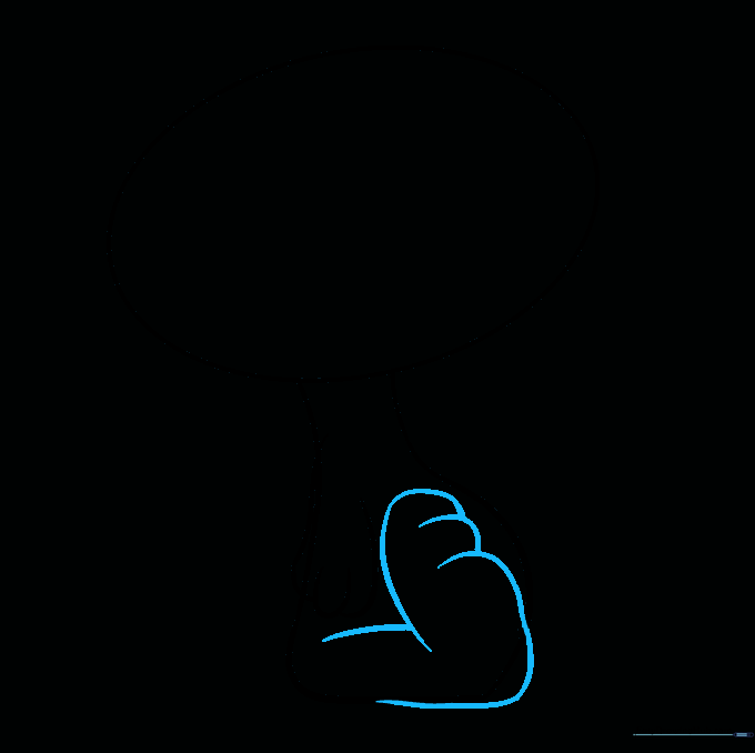 Detailed sketch of Snoopy's foot and toes extending from the body.