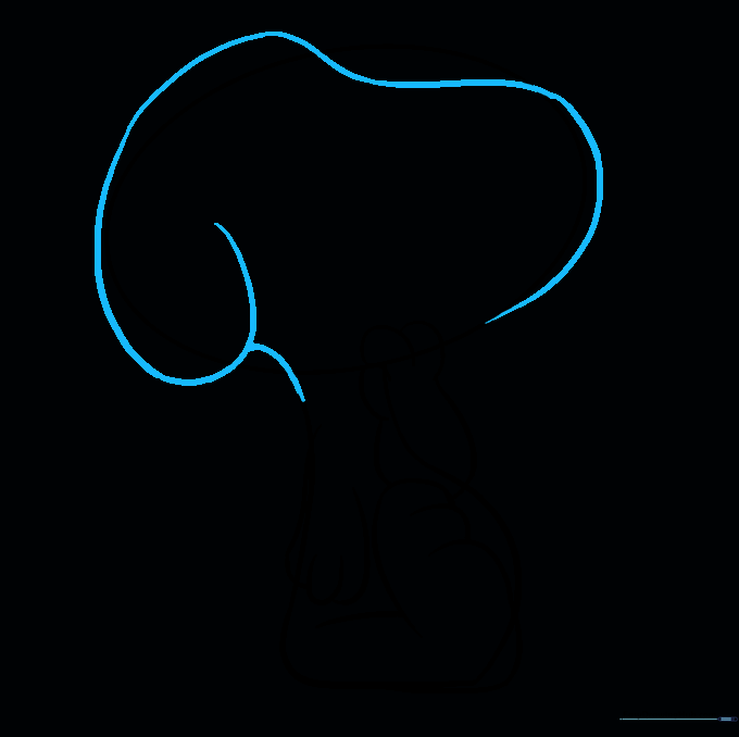 Refining the head outline to include the snout and ear.